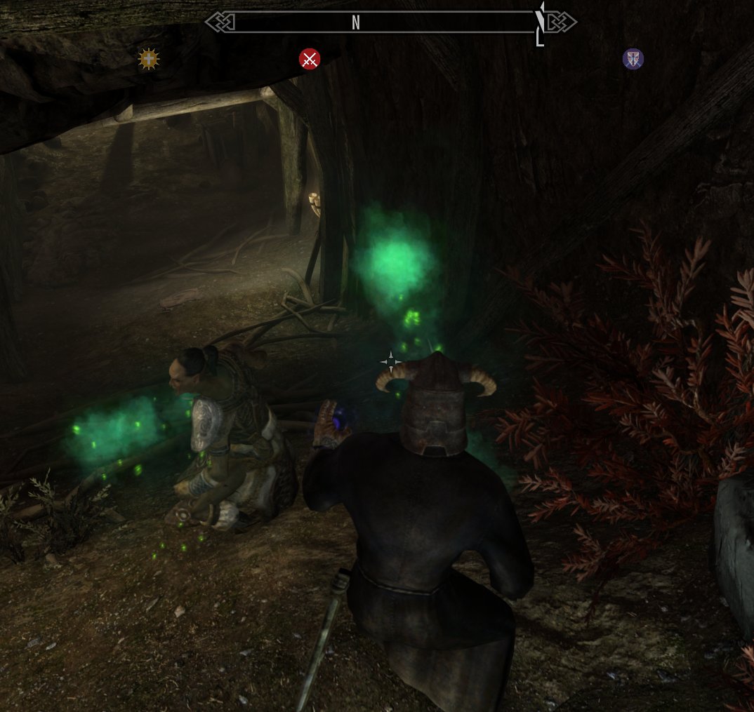 Acid imbue: green smoke and dripping acid around the weapon